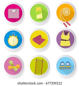 flat design a set of icons sports and fitness
