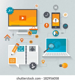 Flat design set for marketing