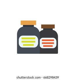 Flat design set of medicine bottles. Vector illustration.