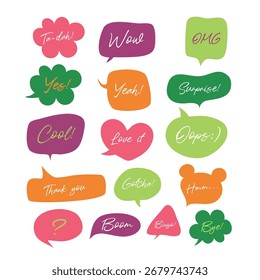 Flat design set of trendy speech bubbles containing short messages