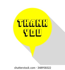 Flat design with shadow, speech bubble, Thank You, vector.