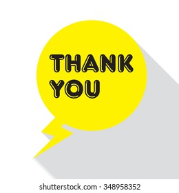 Flat design with shadow, speech bubble, Thank You, vector.