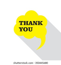 Flat design with shadow, speech bubble, Thank You, vector.
