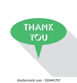Flat design with shadow, speech bubble, Thank You, vector.