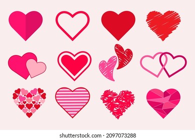 flat design shapes of love. romantic stickers.