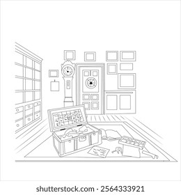 Flat design shelf outline illustration