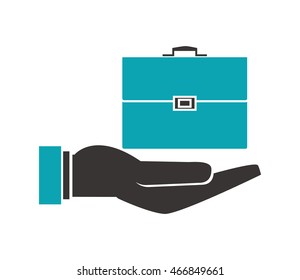 flat design shelter hand with briefcase icon vector illustration