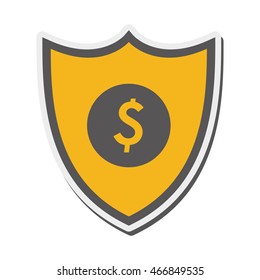 flat design shield dollar sign icon vector illustration