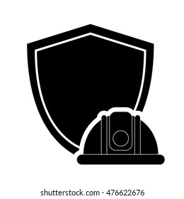flat design shield and helmet icon vector illustration