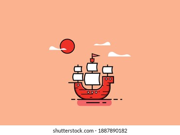 Flat design ship vector eps