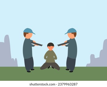 flat design shooting punishment vector illustration