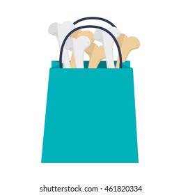 flat design shopping bag with bones icon vector illustration