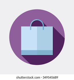 Flat design shopping bag icon with long shadow