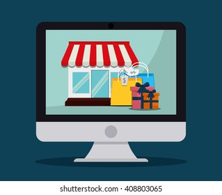 Flat design of shopping icon, vector illustration
