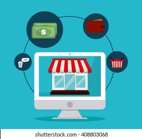 Flat design of shopping icon, vector illustration