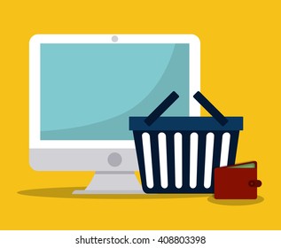 Flat design of shopping icon, vector illustration