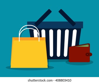 Flat design of shopping icon, vector illustration