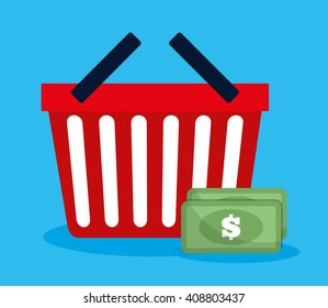 Flat design of shopping icon, vector illustration