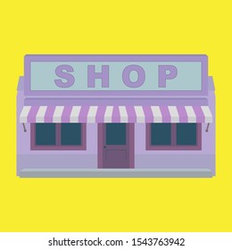Flat Design of Shopping Store isolated on yellow mint background - EPS Vector Illustration
