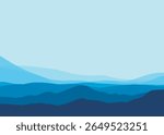 flat design showcases serene, layered mountains in various shades of blue, evoking a calm, minimalist landscape. abstract background wallpaper