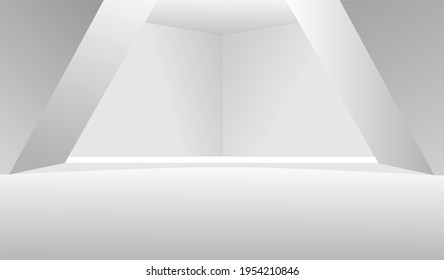 
Flat design showroom in white tone for copy space , message, information, text , advertisement , announcement and other
