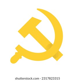 Flat design sickle and hammer icon. Communist icon. Vector.