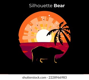 Diseño plano o oso de silueta para diseño de afiches, campaña, volante, etc.