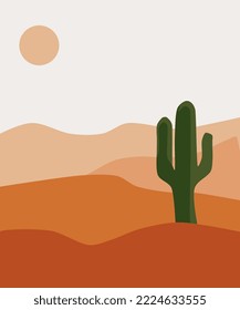 Flat Design or Silhouette desert cactus orange for poster design, campaign, flyer, etc.