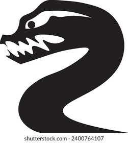 flat design silhouette of ferocious snake