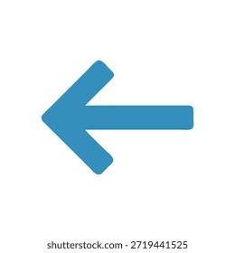Un diseño plano, flecha azul simple que apunta a la izquierda contra un fondo blanco crudo. Vector limpio y diseño minimalista.