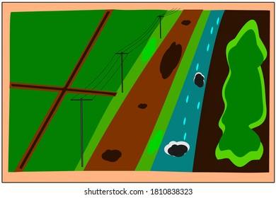 flat design simple farm landscape