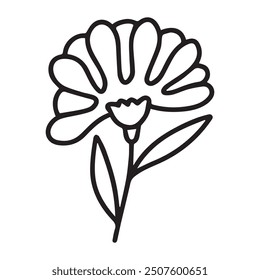 Ilustración de flor simple de diseño plano sobre fondo blanco.