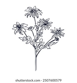 Flat design simple flower outline isolated.