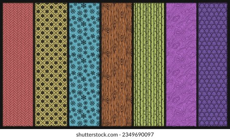 flat design simple geometric rectangular arrangement with assorted patterns, wallpaper background