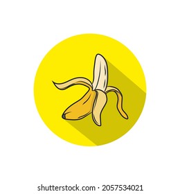 flat design or simple half-open banana logo, suitable for logos, icons or buttons on the web, can also be used as a food business logo or just a collection of images and wallpapers