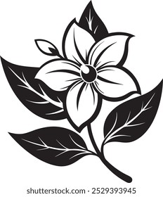 Flat design simple jasmin flower vector outline