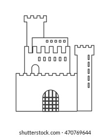 flat design simple large castle icon vector illustration