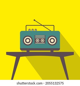 flat design or simple logo of retro vintage radio, suitable for logos, icons or buttons on the web, can also be used as an electronic logo or just a collection of images and wallpapers