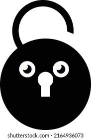 flat design simple  no color padlock