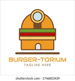 Flat Design Simple Outline Fast Food Burger Logo