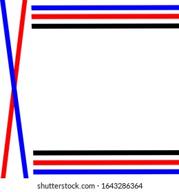 Flat Design. Simple rectangular sloping stripe color frame vector in white background. USA flag color inspiration