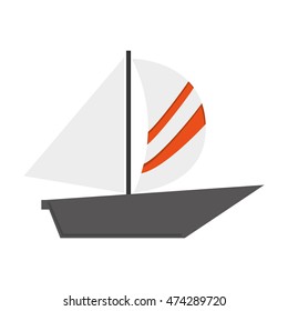 flat design simple sailboat icon vector illustration