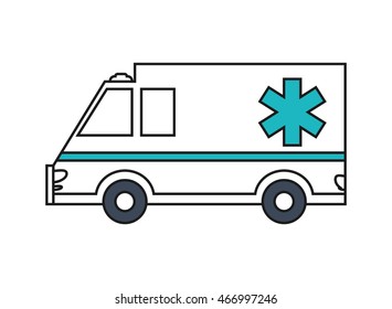 flat design single ambulance icon vector illustration