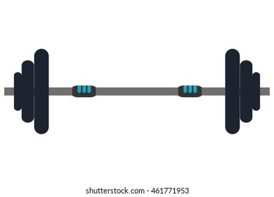 flat design single barbell icon vector illustration