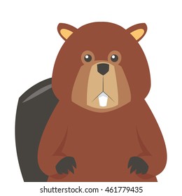 flat design single beaver icon vector illustration