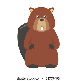 flat design single beaver icon vector illustration