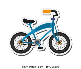 flat design single blue bike icon vector illustration