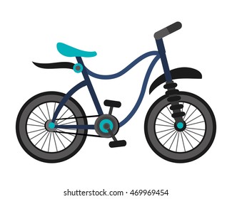 flat design single blue bike icon vector illustration