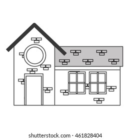 flat design single brick building icon vector illustration