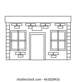 flat design single brick building icon vector illustration